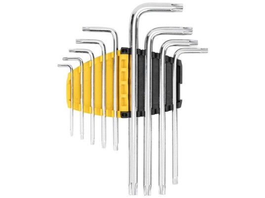 Deli Tools Edl3091 L-Torx-Nøkkel T10,T15,T20,T25,T27,T30,T40,T45,T50 Sort Metallisk Gult Kromvanadiumstål 9 Stykker