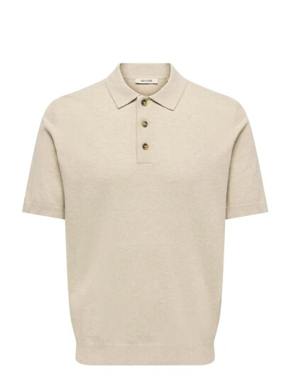 ONLY & SONS Onsloui Reg 12 Ss Mel Polo Knit Noos Beige XS