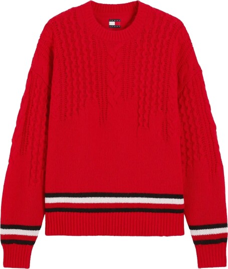 Tommy Jeans Tjw Ovs Placement Cable Sweater LAVISH RED XL