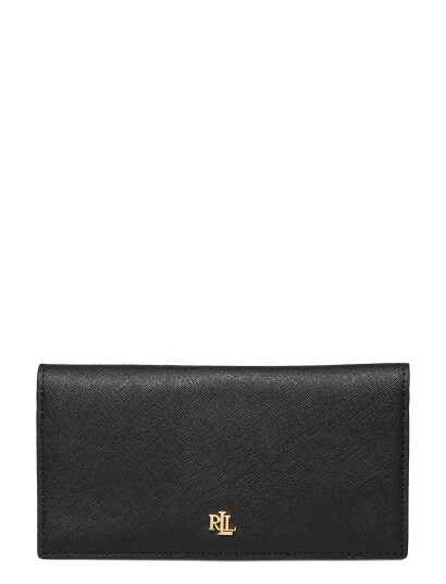 Lauren Ralph Lauren Crosshatch Leather Slim Wallet - Black - ONE SIZE