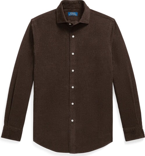 Polo Ralph Lauren Custom Fit Stretch Corduroy Shirt ALPINE BROWN HEAT XS