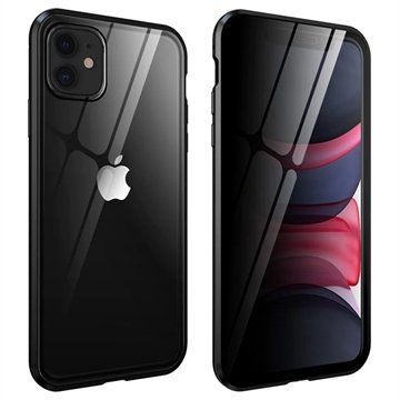 iPhone 11 Magnetisk Deksel med Personvernherdet Glass Svart