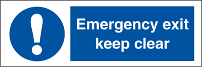 Jo Safety Emergency exit keep clear Photoluminescent Self Adhesive Vinyl PV MU 150 x 500 mm IMO 106208PVMU