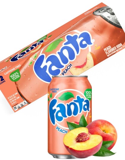 12 stk Fanta Peach 355 ml Hel Eske USA Import