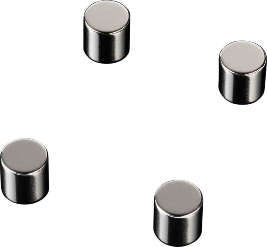 Super Stærke Magneter Cylinder I Stål Ø1x1 Cm 4 Stk.