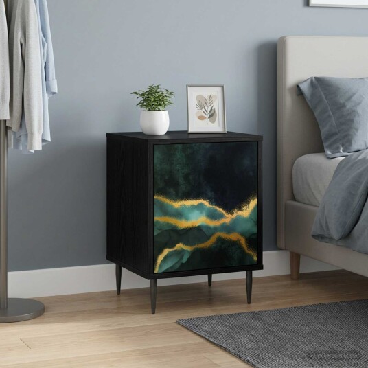 vidaXL Nattbordskap WIJHE 2 stk. Svart eik 36 x 33 x 51 cm