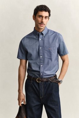 GANT Reg Classic Oxford Ss Shirt - Blue - L