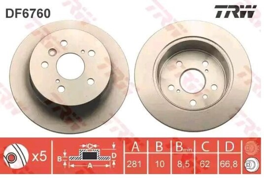 Bremseskive TRW DF6760 Bremseskive TRW DF6760