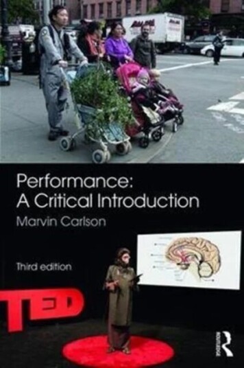 Performance: A Critical Introduction Av Marvin Carlson