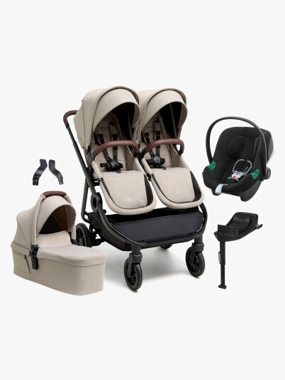 Beemoo Pro Twin 2 Søskenvogn Inkl. Cybex Aton B2 & Base Latte Beige