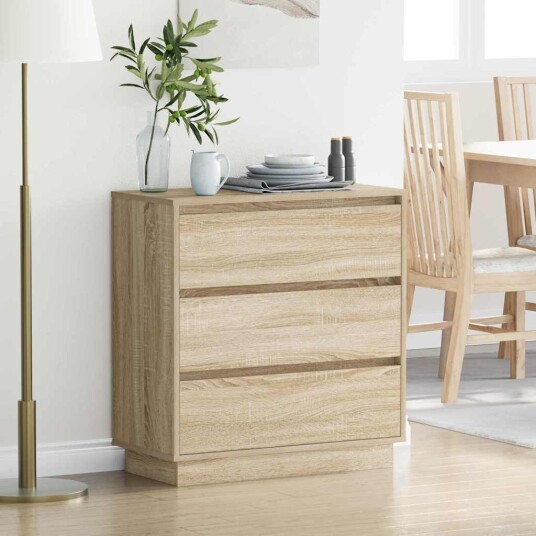 Nattbord med LED Sonoma Eik 71x34,5x75 cm Konstruert Tre