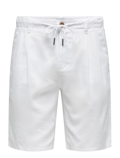ONLY & SONS Onsleo Linen Mix 0048 Shorts - White - S ONLY & SONS Onsleo Linen Mix 0048 Shorts - White - S