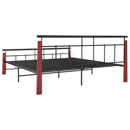 vidaXL Sengeramme metall og heltre eik 180x200 cm