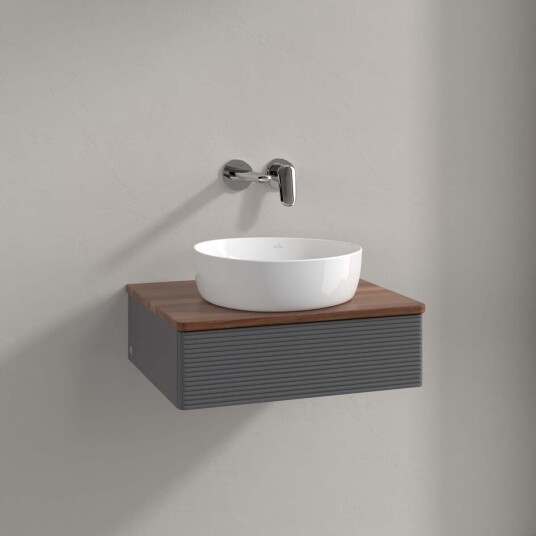 Villeroy & Boch Antao Servantskap med 1 skuff 60x50x19 cm u/lys Antrasitt/Valnøtt