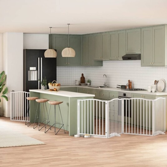 Vidaxl Hundeport Sammenleggbar 6 Paneler Hvit 480 cm Poppeltre