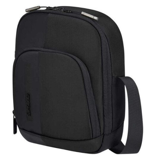 Samsonite BIZ2GO, Mann, Skulder veske, Sort, Glidelås, Baklomme, Forlomme, Nettbrettslomme