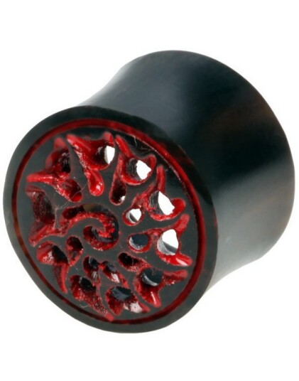 Utgått Carved Red Horn Tribal Organisk Piering Tunnel Strl 18 mm