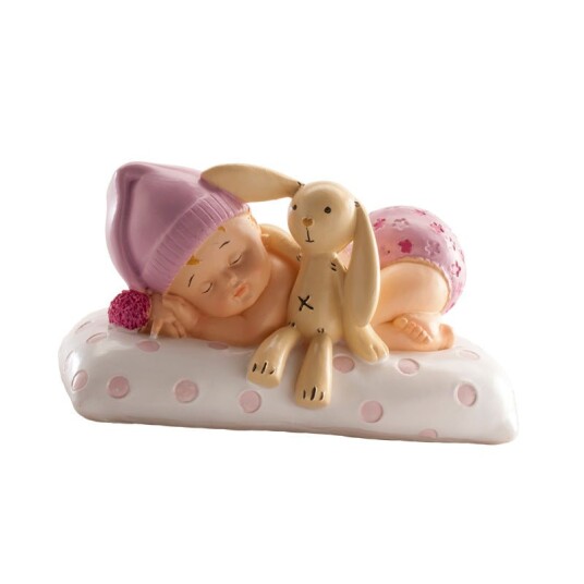 Kaketopp Baby Sovende Jente Med Kosebamse 5cm Kaketopp Baby Sovende Jente Med Kosebamse 5cm