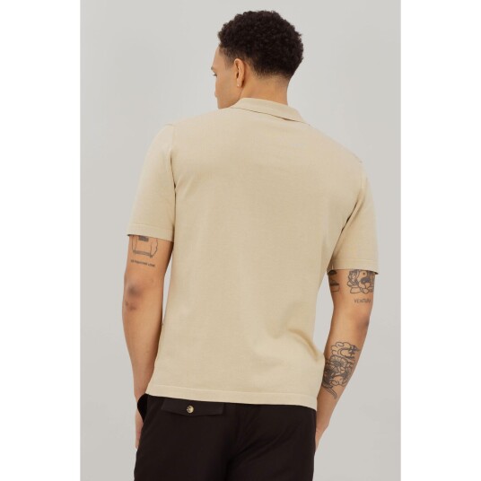 Marcio Pique Sand M Knitted button pique