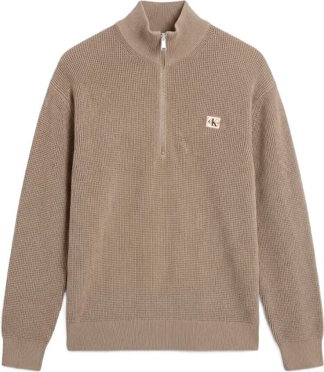 Calvin Klein Jeans Ls Clsc Cttn Wfle Hzip Swtr 9Gg Beige S