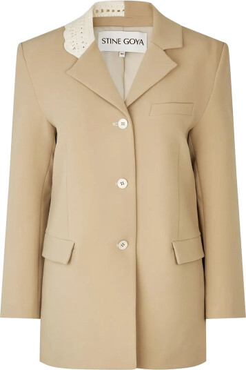 STINE GOYA Crafted Weave Tailoring Detailed Tailored Blazer Beige XL