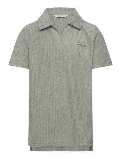 Gant Kids Revere Collar Towelling Polo   Khaki green   140