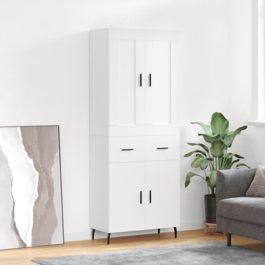 vidaXL Highboard hvit 69,5x34x180 cm konstruert tre 8720845493110