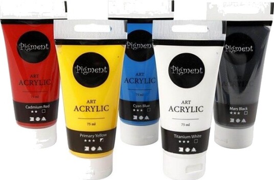 Creativ Company Pigment Art Acrylic Paint Primary Colors 5x75ml Creativ Company Pigment Art Acrylic Paint Primary Colors 5x75ml