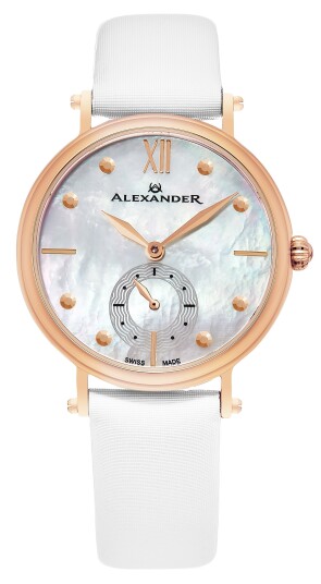 Alexander Dameklokke A201 03 Monarch Hvit/Sateng Ø34 mm