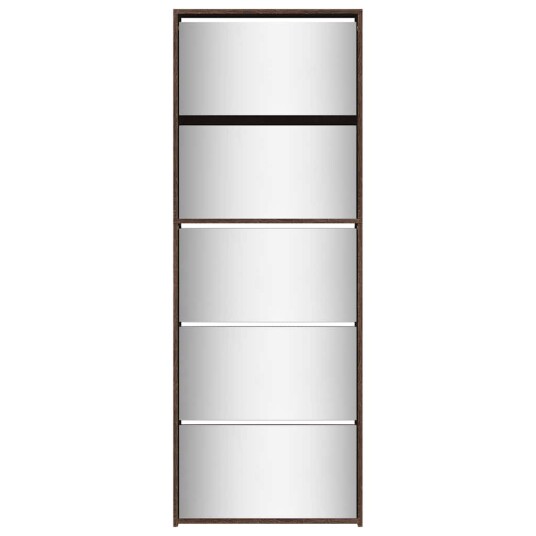 Skoskap med speil 5 lag brun eik 63x17x169,5 cm Skoskap med speil 5 lag brun eik 63x17x169,5 cm