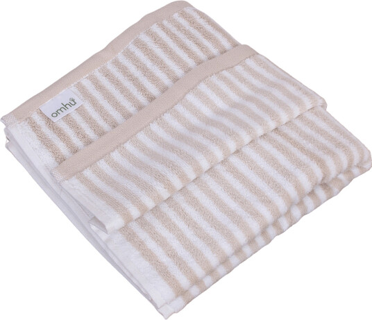 Omhu Økologisk Stribet Håndklæde   Frotté/Velour   Beige   70X140CM
