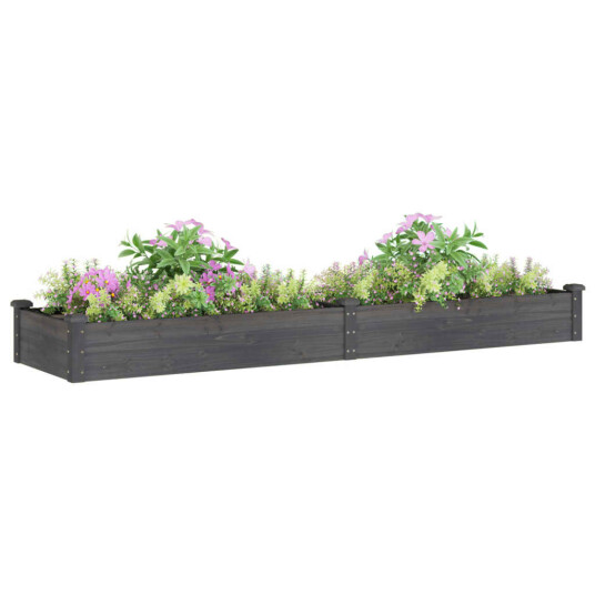 vidaXL Høybed med foring grå 240x60x25 cm heltre gran