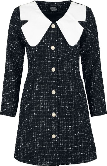 H&R London Rockabilly Middellang kjole Starlight Bloom Dress XS til XXL Damer svart hvit