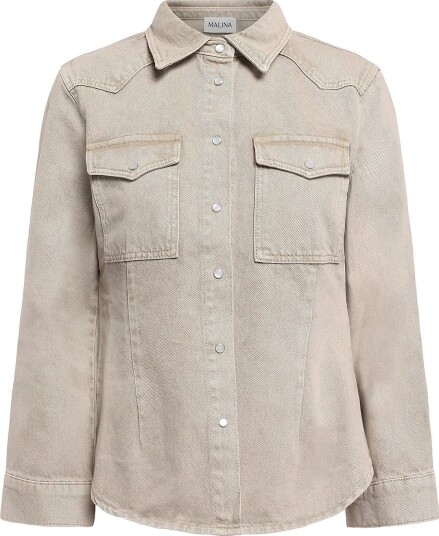 Malina Anthea Fitted Waist Denim Shirt VINTAGE BEIGE WASH 42