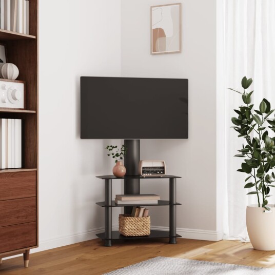 vidaXL TV-benk hjørne 3-lags for 32-70 tommer svart 8721012116733