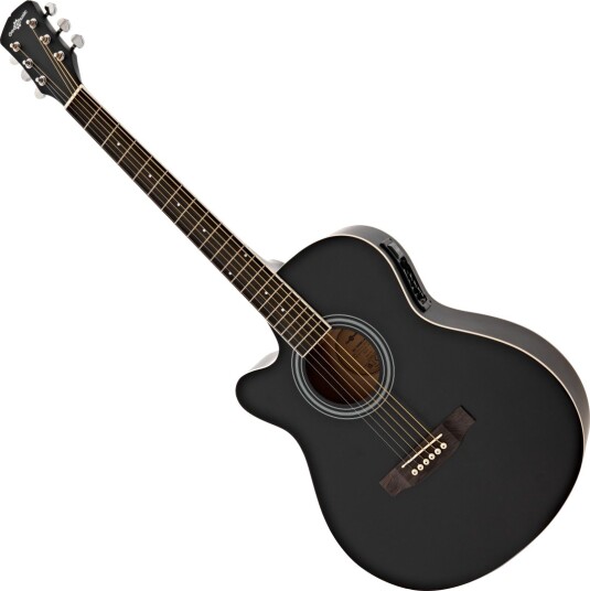 Gear4Music Single Cutaway Venstrehendt Elektroakustisk Gitar Svart