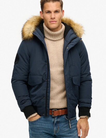 Superdry Everest Hooded Puffer Bomber - Navy - XL