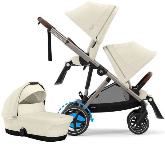 Cybex e Gazelle S Søskenvogn inkl. Liggedel Seashelle Beige/Taupe