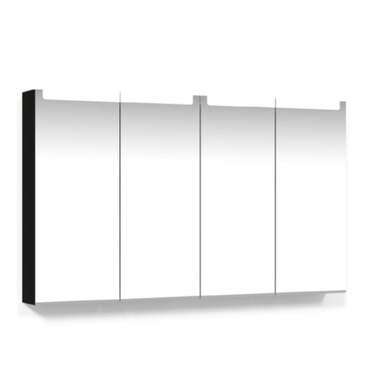 Macro Design Crown Speilskap Innfelt Belysning med 4 dør Svart / 120cm Macro Design Crown Speilskap Innfelt Belysning med 4 dør Svart / 120cm