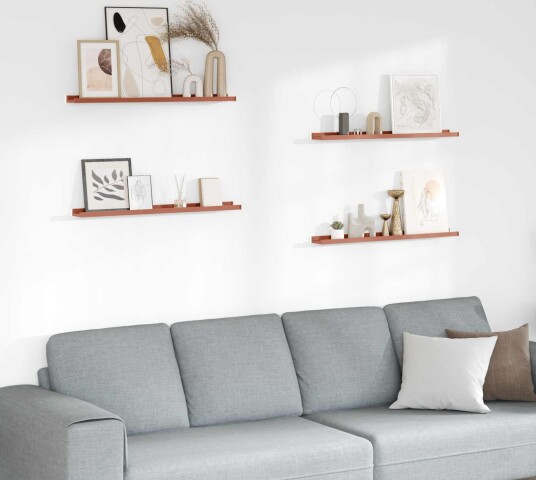 Vegghylle med hylle 4 pcs Rød 80 x 9 x 3 cm Konstruert tre Vegghylle med hylle 4 pcs Rød 80 x 9 x 3 cm Konstruert tre