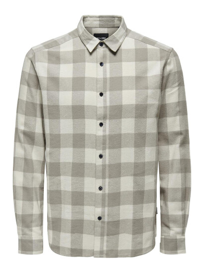 ONLY & SONS Onsgudmund Ls Checked Shirt Noos |Beige |XS
