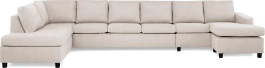 Crazy 6 seters Venstrevendt U formet XX Large Sofa med Divan og Sjeselong i Stoff   Beige