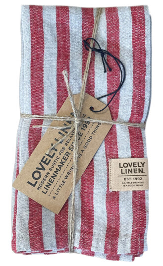 Lovely Linen Misty servietter 45x45 cm 4-pk edge Real red Lovely Linen Misty servietter 45x45 cm 4-pk edge Real red