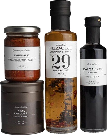 Cemo Temapose pizzaolje krydder tapenade og balsamico Cemo Temapose pizzaolje krydder tapenade og balsamico