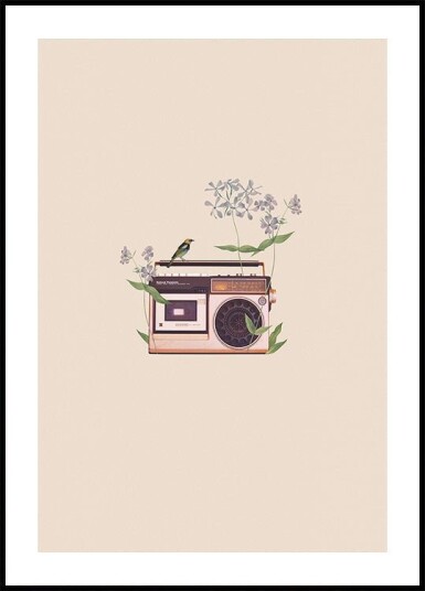 Floral vintage radio Plakat Plakat / 40x50cm Floral vintage radio Plakat Plakat / 40x50cm