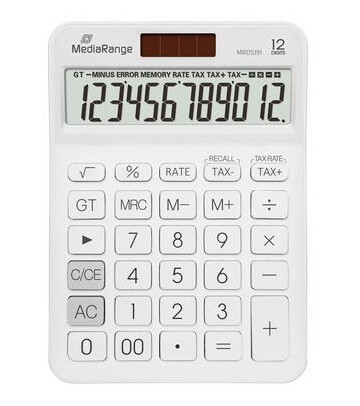 Mediarange Mros191 - Desktop - Grunnleggende Kalkulator - 12 Siffer - Batteri/Solar - Hvit Mediarange Mros191 - Desktop - Grunnleggende Kalkulator - 12 Siffer - Batteri/Solar - Hvit
