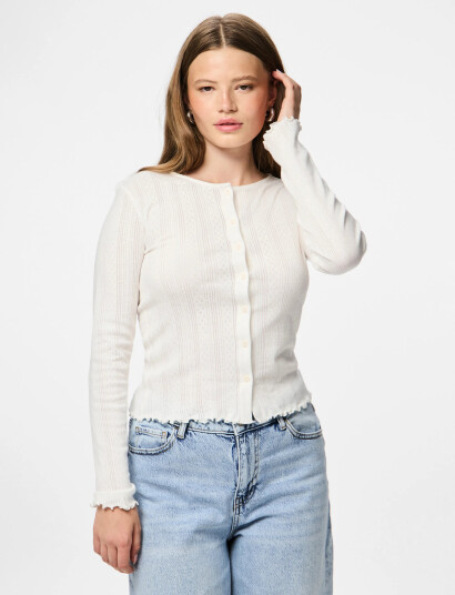 Pieces Pcmarie Ls Poin Cardigan Jrs Noos Bc - White - XXL Pieces Pcmarie Ls Poin Cardigan Jrs Noos Bc - White - XXL