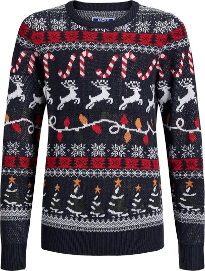 Jack & Jones Jjxmas Santa Knit Crew Neck Jnr   NAVY BLAZER   152