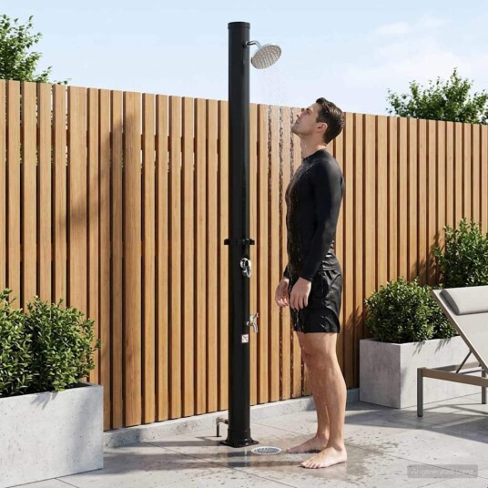 vidaXL SolDusj med dusjhode og kran 20 l PVC, ABS, Sinklegering Svart