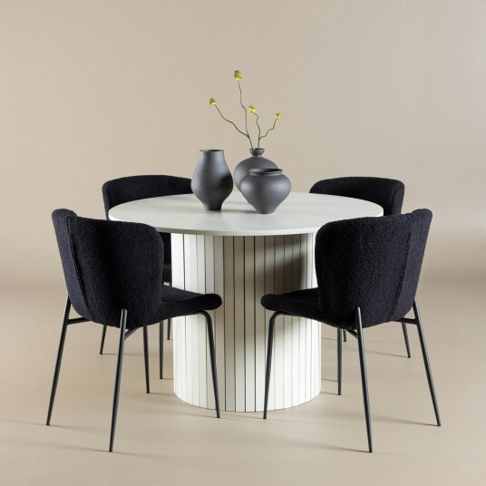 Venture Home Härön Spisegruppe 110 cm Rund med 4 Modesto stoler   Hvid/Sort